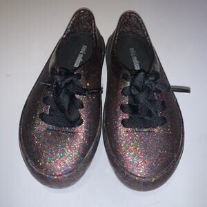 MELISSA Ulitsa Glitter Lace Up Girls Size 11 Rubber Metallic